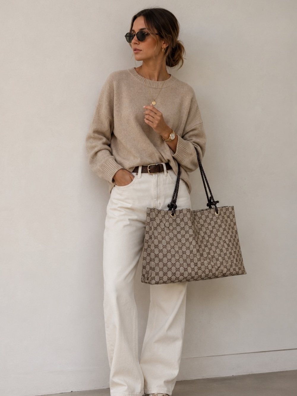 Gucci GG Canvas Braided Handle Tote - Picture 2 of 16